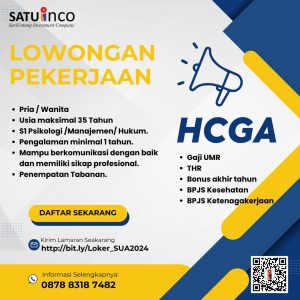 Lowongan Kerja Sebagai HCGA, Tax Accounting untuk SATUinco Penempatan di Tabanan 