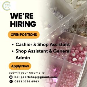 Lowongan Kerja Sebagai Kasir & Shop Assistant, Shop Assistant dan General Admin untuk Monte Mutiara Mulia Penempatan di Denpasar