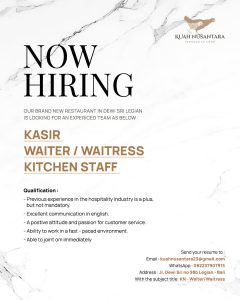 Lowongan Kerja Sebagai Kasir, Waiter/Waitress, Kitchen Staff untuk Kuah Nusantara Penempatan di Legian, Badung