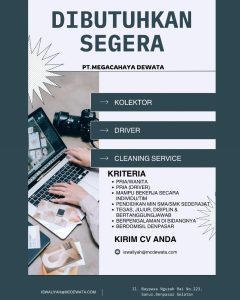 Lowongan Kerja Sebagai Kolektor, Driver, Cleaning Service untuk PT. Megacahaya Dewata Penempatan di Sanur, Denpasar