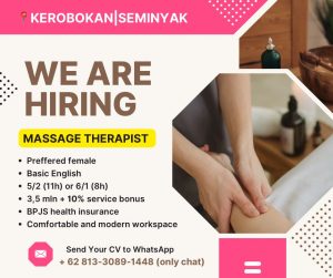 Lowongan Kerja Sebagai Massage Therapist untuk Macadamia Massage Studio Penempatan di Kerobokan, Badung