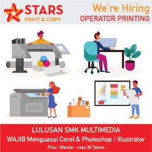 Lowongan Kerja Sebagai Operator Printing untuk Stars Printing Bali Penempatan di Denpasar