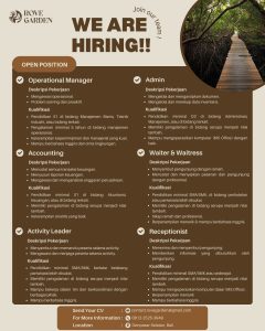 Lowongan Kerja Sebagai Purchasing, Multimedia, Gardener, Security, Equipment/Engineering Staff, Dll untuk Rove Garden Penempatan di Denpasar