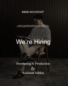 Lowongan Kerja Sebagai Purchasing & Production, Assistant Sablon untuk Kaza Indonesia Penempatan Denpasar