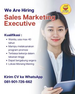 Lowongan Kerja Sebagai Sales Marketing Executive untuk Mie Pangsit Vonny Jakarta Penempatan di Denpasar