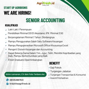 Lowongan Kerja Sebagai Senior Accounting untuk Agrifresh Penempatan di Denpasar