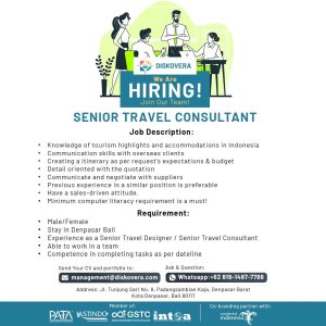 Lowongan Kerja Sebagai Senior Travel Consultant untuk DISCOVERA Penempatan di Padangsambian, Denpasar 