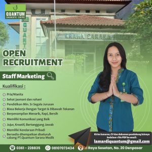 Lowongan Kerja Sebagai Staff Marketing, Analis, Staff Radiologi, Staff Akunting untuk Klinik Quantum Penempatan di Bali