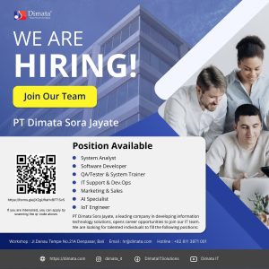 Lowongan Kerja Sebagai System Analyst, Software Developer, QA/Tester & System Trainer, Dll untuk PT Dimata Sora Jayate Penempatan di Denpasar