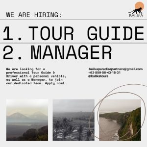 Lowongan Kerja Sebagai Tour Guide + Driver, Manager untuk Balika Tours Penempatan di Badung