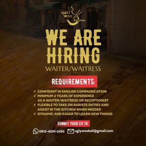 Lowongan Kerja Sebagai Waiter/Waitress untuk Ugly Woo Kitchen Penempatan di Sanur, Denpasar