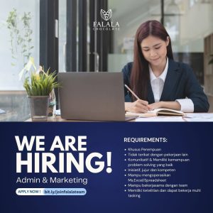 Lowongan Kerja Sebagai Admin & Marketing, Daily Worker Produksi, Daily  Worker Cashier untuk Falala Chocolate Penempatan di Bali