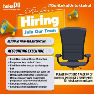 Lowongan Kerja Sebagai Assistant Manager Accounting, Accounting Executive untuk bukaPO Penempatan di Badung 