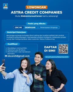 Lowongan Kerja Sebagai CRC PE untuk Astra Credit Companies Penempatan di Denpasar 