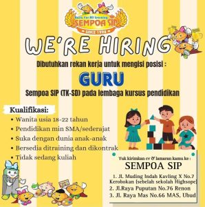 Lowongan Kerja Sebagai Coach / Guru untuk Sempoa SIP Bali Penempatan di Bali
