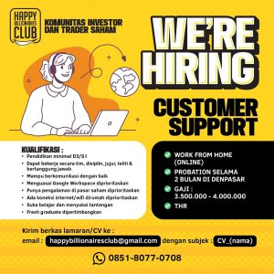 Lowongan Kerja Sebagai Customer Support untuk Happy Billionaires Club Penempatan di Bali