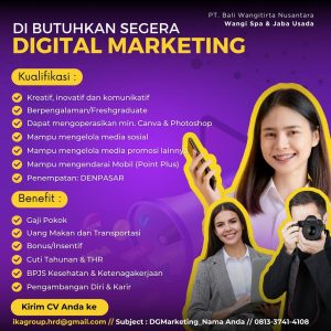 Lowongan Kerja Sebagai Digital Marketing untuk PT. Bali Wangitirta Nusantara Penempatan di Denpasar