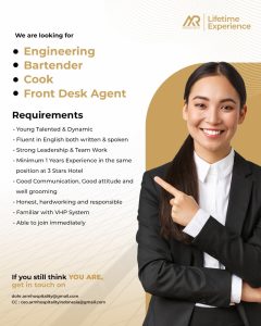 Lowongan Kerja Sebagai Engineering, Bartender, Cook, Front Desk Agent, E-commerce Reservation untuk AR Management Penempatan di Denpasar 