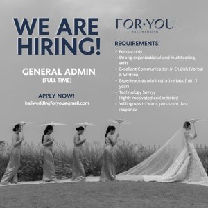 Lowongan Kerja Sebagai General Admin, Wedding Planner untuk Bali Wedding Foryou Penempatan di Dalung, Badung 