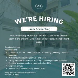 Lowongan Kerja Sebagai Junior Accounting untuk GVG Bali Penempatan di Badung