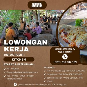 Lowongan Kerja Sebagai Kitchen untuk Warung Kemu'lan Penempatan di Badung