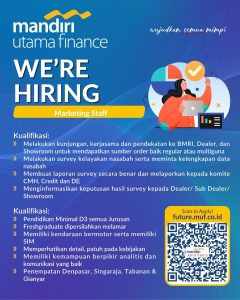 Lowongan Kerja Sebagai Marketing Staff untuk Mandiri Utama Finance Penempatan di Bali