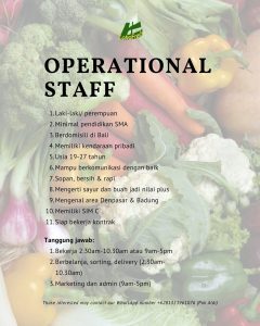 Lowongan Kerja Sebagai Operational Staff, Part Time Driver, Part Time Sortir untuk Loka Fresh Penempatan di Badung