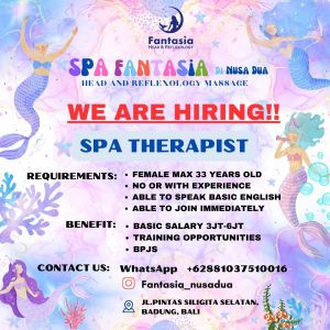 Lowongan Kerja Sebagai SPA Therapist untuk SPA Fantasia Penempatan di Nusa Dua, Badung 