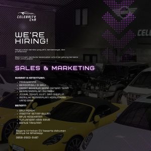 Lowongan Kerja Sebagai Sales & Marketing, Mekanik / Inspeksi Mobil, Staff Car Detailing untuk Celebrity Car Penempatan di Denpasar