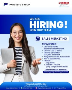 Lowongan Kerja Sebagai Sales Marketing, Mekanik untuk Pangestu Group Penempatan di Sesetan, Denpasar 