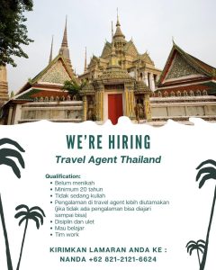 Lowongan Kerja Sebagai  Staff Travel Agent Thailand Penempatan di Bali