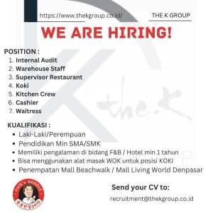 Lowongan Kerja Sebagai Supervisor Restaurant, Koki, Kitchen Crew, Cashier, Waitress untuk Paik’s Noodle Penempatan di Bali