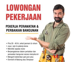 Lowongan Kerja Sebagai Team Maintenance untuk  Penempatan di Bali
