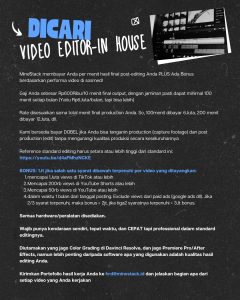 Lowongan Kerja Sebagai Video Editor-In House untuk MineStack Penempatan di Jimbaran, Badung