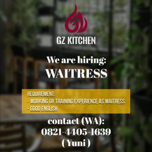 Lowongan Kerja Sebagai Waitress untuk Ground Zero Kitchen Penempatan di Kuta, Badung 