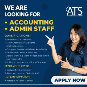 Lowongan Kerja Sebagai Accounting / Admin Staff untuk PT. Anugerah Tujuh Samudra Penempatan di Jimbaran, Badung