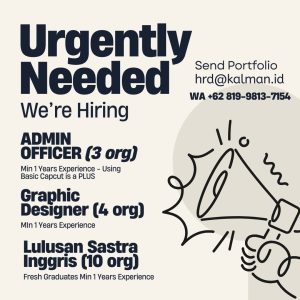 Lowongan Kerja Sebagai Admin Officer, Graphic Designer, Lulusan Sastra Inggris untuk Kalman Marketing Agency Penempatan di Denpasar 