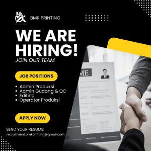 Lowongan Kerja Sebagai Admin Produksi, Admin Gudang & QC, Editing, Operator Produksi untuk BMK Digital Printing Penempatan di Denpasar