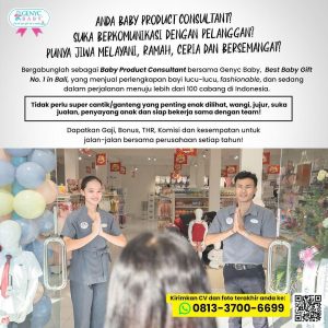 Lowongan Kerja Sebagai Baby Product Consulatant, Kasir, Admin,  Staff Gudang dan Social Media Specialist untuk Genyc Baby Penempatan di Bali