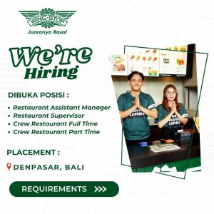 Lowongan Kerja Sebagai Crew Restaurant Fulltime / Part Time, Asisten Manager dan Supervisor untuk Wingstop Penempatan di Denpasar 