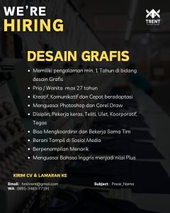 Lowongan Kerja Sebagai Desain Grafis untuk Trent Apparel  Penempatan di Denpasar