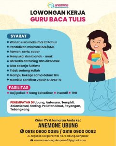 Lowongan Kerja Sebagai Guru Baca Tulis untuk Anemone Penempatan di Bali