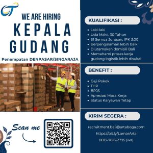 Lowongan Kerja Sebagai Kepala Gudang, MT- Sales Supervisor, Sales Taking Order, Admin Malam, Kolektor  untuk Arta Boga Penempatan di Bali