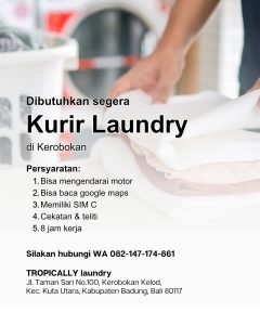 Lowongan Kerja Sebagai Kurir Laundry untuk Tropically Laundry Penempatan di Kerobokan, Badung