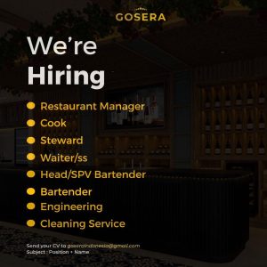 Lowongan Kerja Sebagai Restaurant Manager, Cook, Steward, Waiter/ss, Head/Spv Bartender, Dll untuk Gosera Penempatan di Sanur, Denpasar