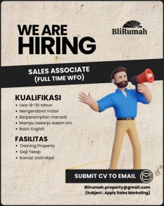 Lowongan Kerja Sebagai Sales Associate untuk BliRumah Bali Penempatan di Renon, Denpasar 