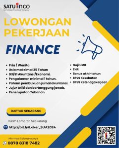 Lowongan Kerja Sebagai Staff Finance, Driver, Cleaning Service, Tenaga Vokasi Farmasi, Kasir untuk Satu Inco Penempatan di Tabanan