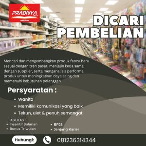 Lowongan Kerja Sebagai Staff Pembelian untuk Pradnya Mart Penempatan di Bali