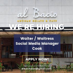 Lowongan Kerja Sebagai Waiter / waitress, Social Media Manager, Cook untuk Al Bacio Gelato Penempatan di Bali