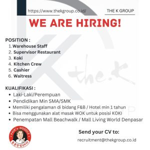 Lowongan Kerja Sebagai Warehouse Staff, Supervisor Restaurant, Koki, Kitchen Crew, Cashier, Waitress untuk Paik’s Noodle Penempatan di Bali